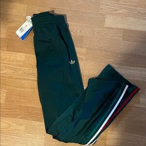 Adidas Dark Green Athletic Pants with Stripes NWT. Size L